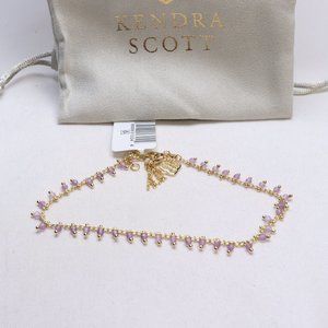 Kendra Scott Jenna Gold Tone Anklet in Purple Amethyst $70 New